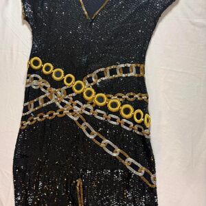 Lillie-rubin Women's Black and Gold Dress